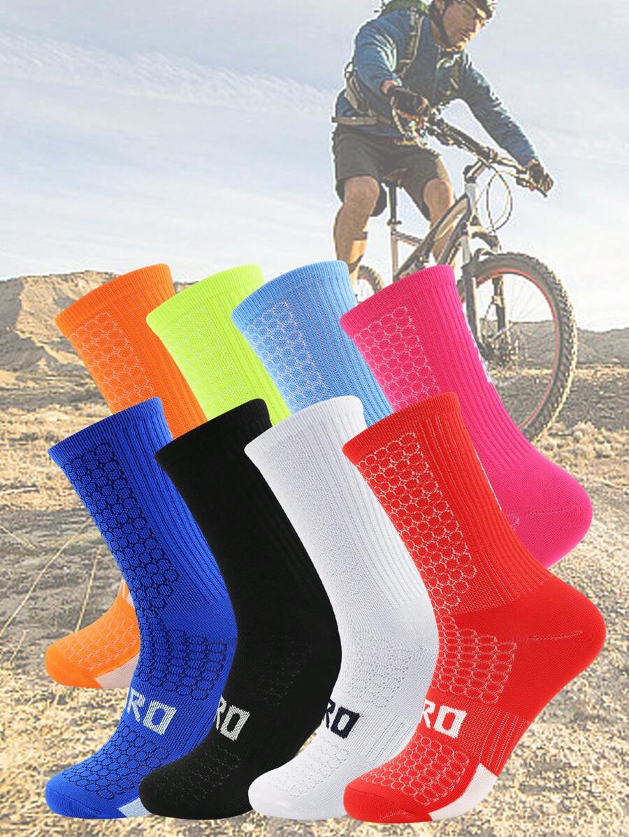 1/4 pary skarpet kolarskich z nadrukiem alfabetycznym i geometrycznym dla mężczyzn i kobiet, odpowiednie do jazdy na rowerze, biegania, pieszych wędrówek, uprawiania sportu, na siłownię, do tenisa, golfa, do pracy, jako prezent na Święto Dziękczynienia, Boże Narodzenie, powrót do szkoły, Wielkanoc, karnawał i jesień