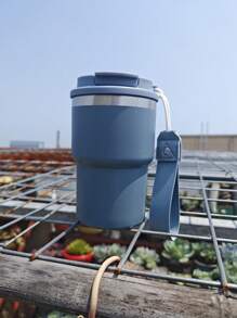 Taza de acero inoxidable aislada de 12 oz con diseño minimalista, taza de auto portátil con cordón, taza para helado, taza de café con doble capa al vacío, personalizada en un paquete