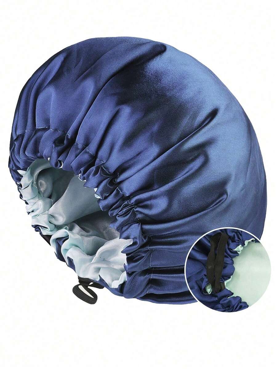 Awegeo Mũ ngủ hai lớp bằng satin dành cho nữ, thiết kế khóa điều chỉnh thông minh - Màu trơn, dáng rộng, bảo vệ tóc, công nghệ viền co giãn cao cấp, dưỡng ẩm ban đêm, định hình ban ngày.