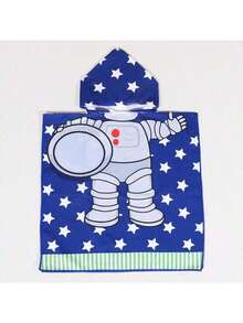 1pc Cartoon Kids Hooded Bath Towel, Made Of Polyester, Absorbent & Warm Bathrobe, Baby Beach/Surf Poncho, Unisex Children Swimming Robe, Classic Printed Design Series - Multicolor - View 18