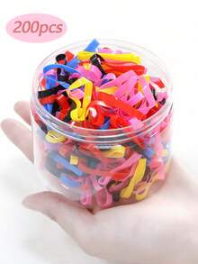 200/500pcs Girls Hair Ties With Box, Small Elastic Hair Bands For Ponytail, Thick Large Rubber Hair Rings, Daily Use Hair Accessories - Multicolor - View 35