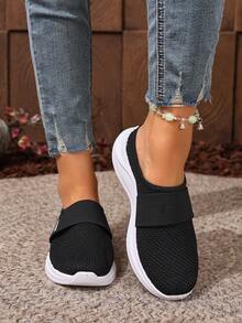 女士时尚拖鞋软底针织平底鞋透气软底鞋妈妈孕妇休闲一脚蹬平底鞋