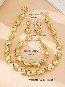 1 Set vintage eleganter geometrischer unregelmäßiger Perlenkette, Armband und Ohrringe, Luxus-Geschenk für Frauen
