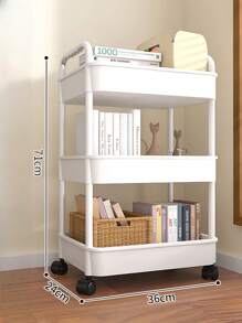 1pc 2-Tier Rolling Storage Cart - PP Material, Multipurpose For Office, Kitchen, Bathroom And Bedroom Organization Outdoor Decor
