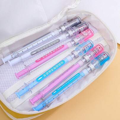 1/3 Pcs: English Version Of Creative Syringe Vaccine Label Signature Pen, Injection Water Syringe, Pen Of The Same Shape, Pressure-Reducing Syringe, Ballpoint Pen.Student School Supplies School Supplies,Back To School