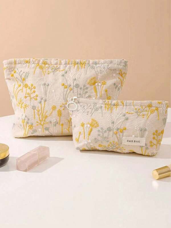 1 Stück/Set Pflanze Stickerei Kosmetiktasche Leinwand Aufbewahrungstasche Make-up Tasche, modisch lässiger stylischer tragbarer Make-up Beutel, Make-up Taschen, kleine Make-up Tasche, Make-up Etui, süße Make-up Tasche, Kosmetiktaschen, Damenbinden, Binden, , Kabel Kopfhörer, Ladegerät, Kopfhörer, Make-up Reisetasche, Hautpflege Tasche, Make-up Taschen für Frauen, Süßigkeiten, Krankenschwestern, Schulmädchen, Urlaubsgeschenk. Tasche