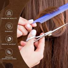 Hair Cutting Scissors - Professional Barber Shears For Salon & Home Use, Sharp Durable Stainless Steel Blades, Comfortable Grip Handles, Includes Case - Tijeras De Peluquería Profesional - Vàng - Xem 4