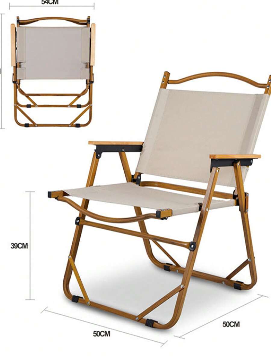 Outdoor Folding Chair, Portable Picnic Chair, Fishing Stool, Beach Chair, Ultra-Lightweight Camping Chair - Khaki - View 1