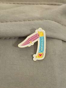 1 pièce Broche émaillée en forme de petit couteau de couleur vive avec l'inscription "Je vous couperai", un cadeau romantique et mignon pour les vêtements, sac à dos, bijoux, idéal pour les amis