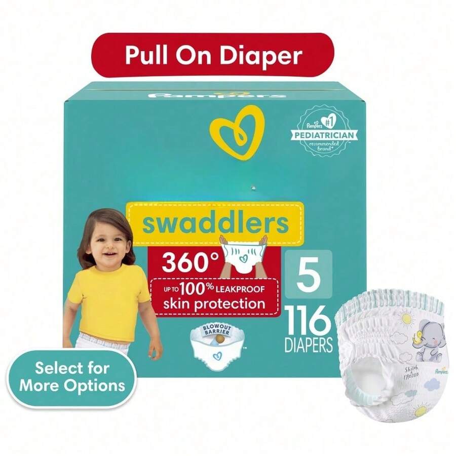 Swaddlers 360 Pull-On Diapers, Size 5, 116 Count For Up To Leakproof Skin Protection And Easy Changes - size5 - View 1