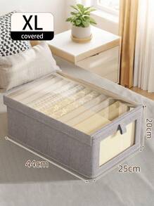 1 pieza Caja de almacenamiento de ropa con tapa, organizador de cajón de armario para ropa y pantalones, caja de visibilidad transparente con capas