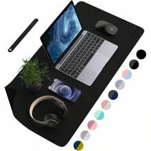 Desk Pad Protector Mat - Dual Side PU Leather Desk Mat Large Mouse Pad Waterproof Desk Organizers Office Home Table Decor Gaming Writing Mat Smooth (Black/Black,  31. 5" X 15. 7")