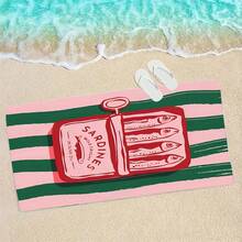 1 pièce Serviette de plage à séchage rapide en forme de sardine - Douce, absorbante, légère, avec un design amusant de boîte de conserve de sardine. Parfaite pour la natation, le surf, le camping et les accessoires de voyage. - Rose bonbon - Voir 6