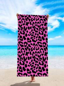 1 件豹纹大号沙滩巾，超细纤维速干吸水防沙沙滩巾，适合旅行、泳池、潜水、冲浪、瑜伽、露营，适合摩托车俱乐部聚会，夏季海滩旅行必备，度假浴室装饰多功能沙滩巾，多种颜色可选，沙滩配件，泳池浮圈 - 黑色 - 查看 4