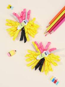 2pcs Back To School Korker Bows For Girls Cute Apple Pencil Bow Hair Clips Red Yellow Green Grosgrain Ribbon Bow Alligator Clips With Apple Pencil Accessory Cute Pencil Apple Curly Bow Barrettes For Frist Day Of School Kids Hair Accessories