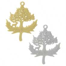 2pcs Fashionable 304 Stainless Steel Gold/Silver Plant & Flower Pattern Pendant, Vacuum Electroplated Durable Craft, Suitable For Necklace, Earrings, DIY Jewelry Making