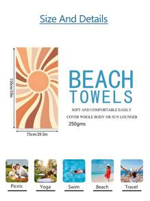 1 Stück sonnige Mikrofaser-Strandtuch, ohne Sand, leicht, überdimensioniert, schnelltrocknend für Erwachsene zum Schwimmen, Schwimmbad, Camping, Yoga, Reiseaccessoires, Urlaubssachen, Strandutensilien