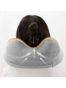 1 chiếc gối hỗ trợ cổ hình chữ U bơm hơi di động, gối du lịch polyester phong cách thường ngày, vỏ gối có thể tháo rời, có khóa kéo, dành cho người ngủ nghiêng, lý tưởng cho máy bay, ô tô, ngủ trưa, gối bơm hơi thích hợp cho du lịch và văn phòng Phụ kiện du lịch - Màu xanh hải quân - Xem 9