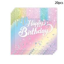 20pcs Rainbow Party Napkins, Macaron Happy Birthday Party Supplies Disposable Paper Towels, Holiday Gifts, Indoor Outdoor Home Decor For Living Room, Bedroom, Graduation, Wedding, Spring - Multicolor - View 1