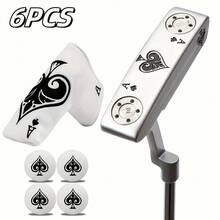 1pc Fun Golf Putting Stick With Poker Elements, 32 33 34 35 36 Inches, Hooded Golf Club - Improves Ball Speed And Accuracy, Detachable Weight, Equipped With 4 Fun Golf Balls. - Silver - View 1