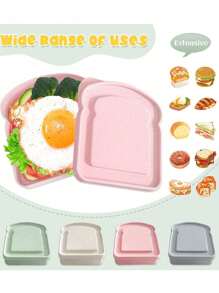 Bento Box, Sandwich Container, Lunch Box Plastic Toast Shaped Food Storage Sandwich Box With Lid, Reusable, Microwave Back To School Season And Dishwasher Friendly, Suitable For Family Or Adults, Kitchen Supplies
