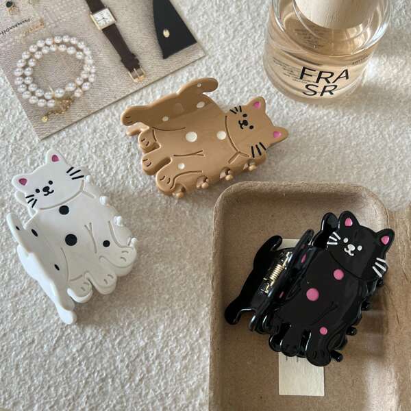 1 pieza Pinza de pelo linda de acetato, accesorio de pelo versátil con diseño de animal de dibujos animados para uso diario, hogar, escuela, playa, vacaciones, trabajo, transporte, fiesta, festival, regalo de cumpleaños, vuelta al cole, accesorios de moda elegante para niñas