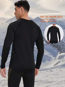 1 件男士保暖内衣，保暖内衬底层上衣，适合寒冷天气户外运动、滑雪、狩猎、秋冬季保暖睡衣