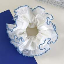 1pc Ruffled Hair Scrunchie, French Sweet Double-Layered Fluffy Oversized Hair Bobbles For Buns & Ponytails, Hair Tie, Hair Accessory ,Hair Accessories, Scrunchy Hair Ties