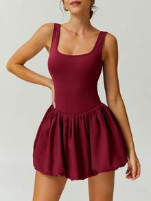 NcmRyu 1 件女士瑜伽、跑步、网球运动连衣裙 - 紅色 - 查看 9