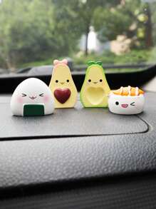 4件装车载卡通微景观苔藓多肉油果饭菜卷白色寿司装饰