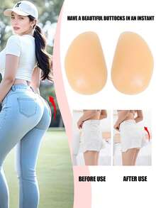 硅胶臀垫，厚实，自然提升，臀部增强，无缝，臀垫，蜜桃臀，超薄提升臀部，自粘塑形臀部贴片，自粘臀部贴片，小腿塑形贴片，自然无缝，塑形钩环，身体衬垫，臀部增大，打造性感完美曲线，可水洗，可重复使用，适用于牛仔裤、紧身衣、连衣裙、瑜伽服、婚纱 - 彩色 - 查看 1