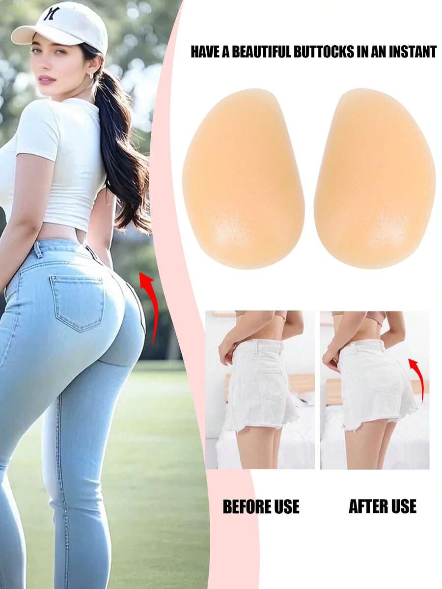 硅胶臀垫，厚实，自然提升，臀部增强，无缝，臀垫，蜜桃臀，超薄提升臀部，自粘塑形臀部贴片，自粘臀部贴片，小腿塑形贴片，自然无缝，塑形钩环，身体衬垫，臀部增大，打造性感完美曲线，可水洗，可重复使用，适用于牛仔裤、紧身衣、连衣裙、瑜伽服、婚纱 - 彩色 - 查看 1