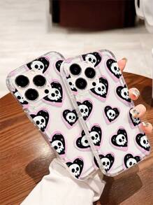 1 pieza Funda de teléfono transparente anti caídas de TPU con amortiguación de aire, corazón, calavera y estrella de dos colores, adecuada como regalo festivo compatible con Apple XS/XS Max/XR/11/12/13/14/15/16 Pro/Pro Max/14/15/16 Plus