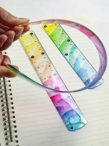 Regla transparente de plástico - Regla suave, regla para la escuela, regla con centímetros, milímetros y pulgadas, surtido de tamaños, reglas transparentes, reglas escolares, medidas precisas, ideal para manualidades, dibujo y útiles escolares, disponible en tamaños de 5.91", 7.87" y 11.81", útiles escolares, de vuelta a la escuela - Multicolor - Ver 5
