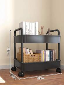 1pc 2-Tier Rolling Storage Cart - PP Material, Multipurpose For Office, Kitchen, Bathroom And Bedroom Organization Outdoor Decor