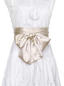 1 件纯色优雅复古雪纺蝴蝶结腰带，波西米亚风格，适合万圣节 - 雪紡款 - 查看 5