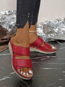 Sandalias de mujer con , sandalias de plataforma y cuña de verano, con correa de unicolor, casuales y para la playa, para uso en exteriores en verano