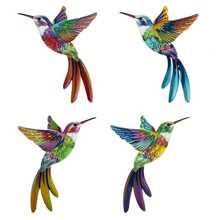 4pcs/Set 3D Metal Hummingbird Wall Decor, Vibrant Colorful Metal Garden Decor For Outdoor Patio