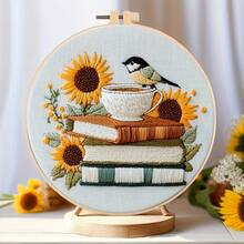 1 Pc Of Beginner's Embroidery Toolkit, Including Bird, Book And Sunflower Patterns - DIY Spring/Summer Style Embroidery - Multicolor - View 2