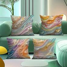 4pcs Pearl Textured Pillow Cover Set, Single-Sided Print, 45*45cm - Multicolor - View 6