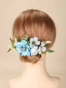 1 件优雅复古花卉新娘发梳，适合乡村写真、泼水节、波西米亚风等场合，聚酯纤维材质，四季皆宜，也可用作学生用品、婚礼配饰等。