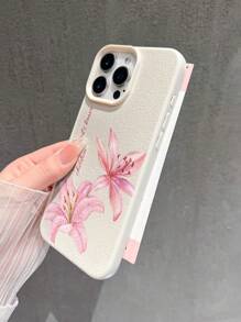 1pc Customized Artistic Name Fashion Fashionable Pink Lily Flower Pattern Phone Case Compatible With Samsung Galaxy S23 Ultra/S24 Ultra/A54 And Redmi Note 13 Pro Plus/Redmi 9A/10C And 17 Pro Max/16 Pro Max/15 Pro/14 Plus/13 Pro/12 Pro Max/11/Xs Max/8/7/6 Plus, Matching Customized Phone Case, Anti-Drop, Anti-Fingerprint, Elegant And Stylish, Best Gift For Friends, Parents, Boyfriend, Girlfriend