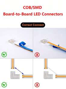 5Pcs/10Pcs 2-Pin L-Type COB/SMD LED Connector 8mm Strip To Strip Solderless Corner Connector For 2-Pin COB/SMD LED Strip Light