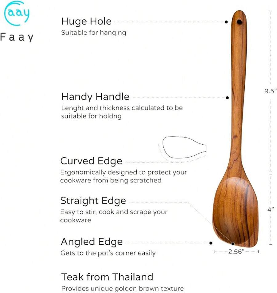 FG-Soup Spoons13.5 Teak , Wooden, Mixing  Handcft Fm Teak |   Healthy And H Moist Resistance Non Stick Okredinnerware Gold Spoon