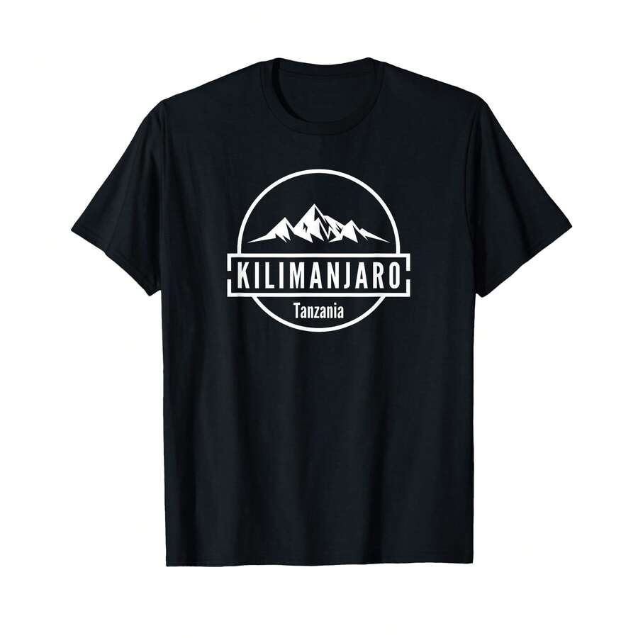 Mount Kilimanjaro Tanzania Mountain Minimalist T-Shirt[ BL Gift Ideas - Black - View 1