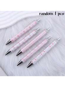 5pcs Pink Theme Retractable Ballpoint Pens - Adorable Cartoon Design With Bow Pattern, Colorful Appreciation Gift, Suitable For Office, School, Gift, Back To School Season