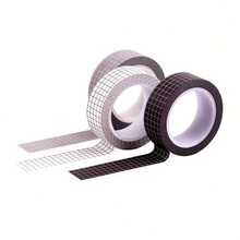 3 Rolls Solid Color Grid Washi Tape, Writable Paper Masking Tapes For DIY Scrapbooking, Arts And Crafts, Party Decorations, Gift Packing Box Sticker, School Supplies,Back To School