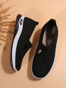 Sapatos Esportivos e Casuais com Puxador e Biqueira Redonda, Respiráveis e Confortáveis para Mulheres, Sapatos Leves e Planos da Moda para Caminhada, para Todas as Estações