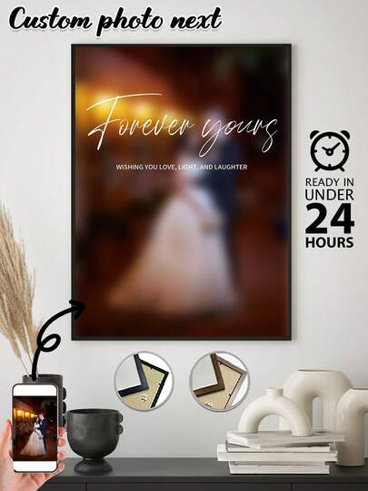 1 Pieza, Marco opcional, Pintura en lienzo personalizada, Póster de foto personalizado, Decoración de boda, Impresión HD, Preservando recuerdos, Guardando momentos hermosos, Fiesta de cumpleaños, Aniversario, Regalo de arte único y perfecto