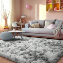 1pc Ultra-Soft, Comfortable And Fluffy Living Room Carpet, Bedroom Indoor Carpet, Fluffy Faux Fur Carpet, Home Decoration, Which Can Be Used In Bedrooms, Living Rooms, Corridors And Other Indoor Areas. - Tie-dyed Light Grey - 查看 3